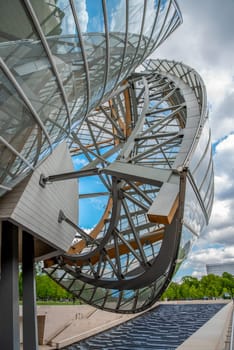 The modern Louis Vuitton Foundation building in Paris, France