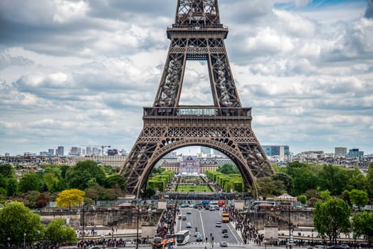 View of the Eiffel Tower from Trocadero Garden, Paris, France