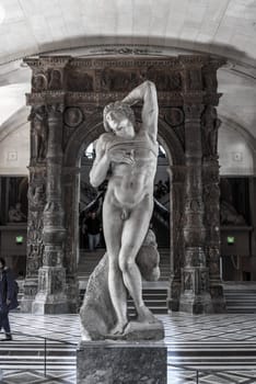 Beautiful antique sculptures in the Louvre museum in Paris, France
