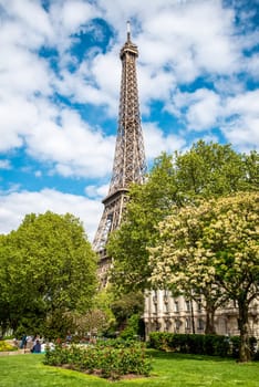 View of the Eiffel Tower in Summer, Paris, France