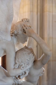 Beautiful antique sculptures in the Louvre museum in Paris, France