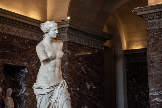 Famous Venus of Milo in the Louvre museum in Paris, France