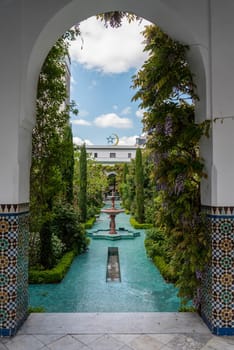 Beautiful vegetated court in the Grande Mosquee de Paris, France
