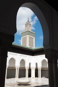 Scenic view of the minaret of the Grande Mosquee de Paris, France