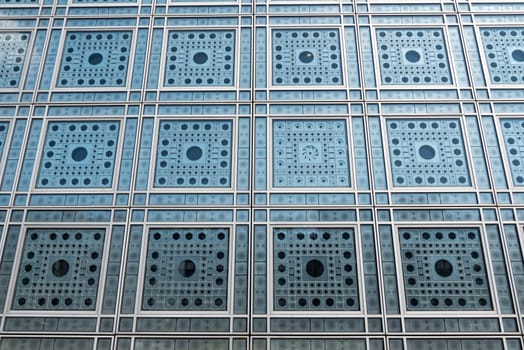 Facade of the Institute du Monde Arabe in Paris, France