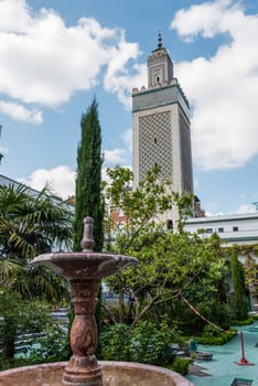 Beautiful vegetated court in the Grande Mosquee de Paris, France