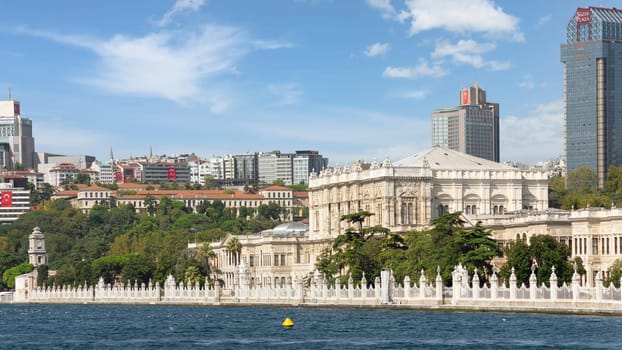 Dolmabahce Palace, located at Besiktas district of Istanbul, Turkey, on the European coast of the Bosporus strait, main administrative center of the Ottoman Empire formerly