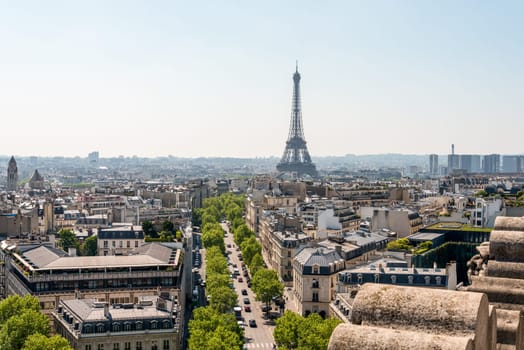 Panoramic View from Arc de Triomphe South to Tour Eiffel, Paris, France
