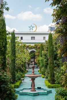 Beautiful vegetated court in the Grande Mosquee de Paris, France