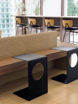 Minimal wooden style coffee shop decoration, stock photo