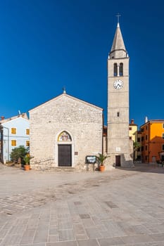 Waterfront square in Fazana. The old church