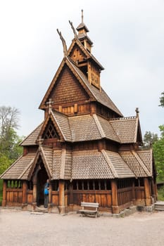 The Norway old  wooden church and cemetery