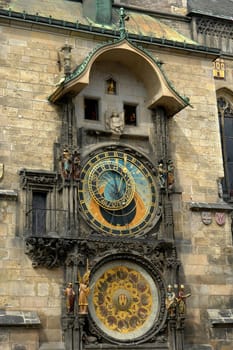 famous prague ancient clock in the old town