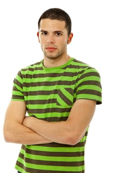 young casual man portrait, isolated on white