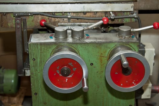 Handwheels on an old lathe