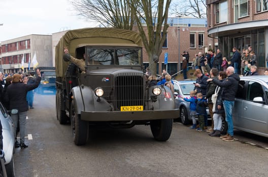 Military parade by "keep them rolling"", a foundation who maintains military vehicles with the purpose of keeping the 2nd WW memories alive"