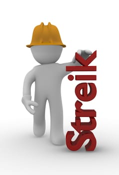 Construction worker with the German word Strike