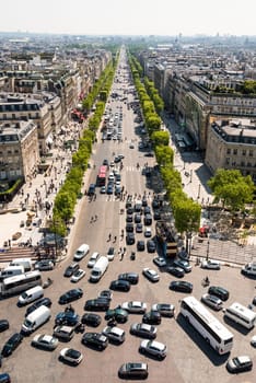 Traffic at the Place Charles de Gaulle in Paris, France