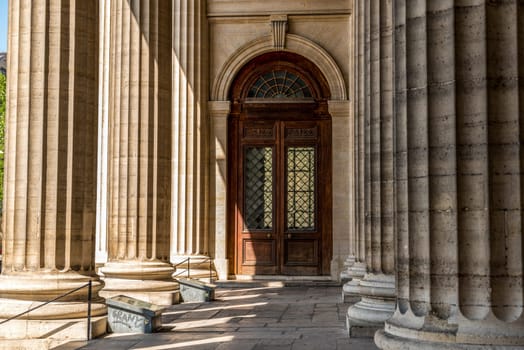 Column Portal of Church Saint Sulpice in Paris, France