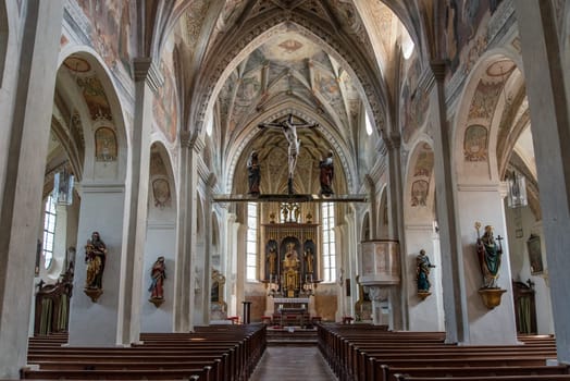 Interior of church Lambert at former monastery Seeon in Bavaria, Germany