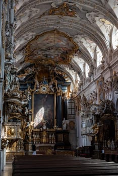 Beautiful baroque church Saint Emmaram in Regensburg, Germany
