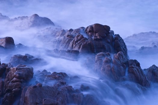 Water Rushing Over Rocks near Pacific,Puerto Vallarta, Mexico.