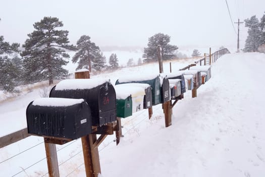 Mailboxs in rural Ridgeway, Colorado.