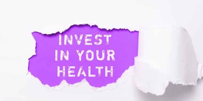 Sign displaying Invest In Your Health, Conceptual photo Live a Healthy Lifestyle Quality Food for Wellness