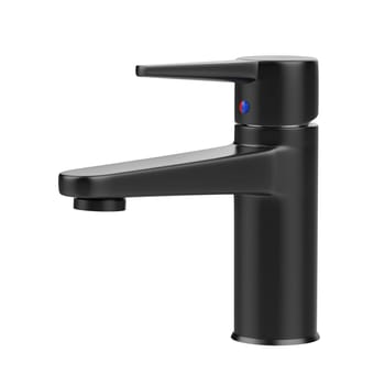 Modern black bathroom faucet isolated on white background