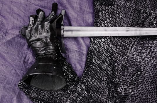 Detail of ancient medieval weapons, war and crime