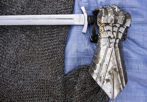 Detail of ancient medieval weapons, war and crime