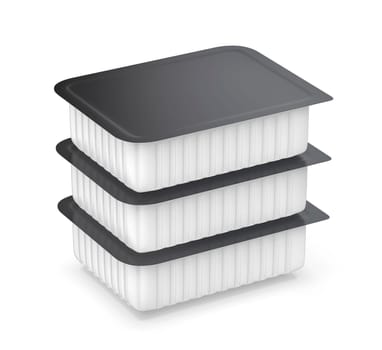 Stack of three plastic containers for various types of food