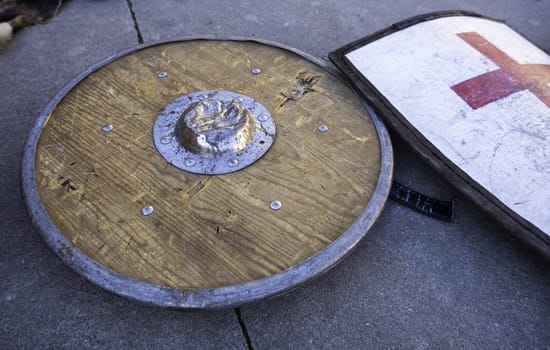 Detail of pieces of armor for medieval warrior