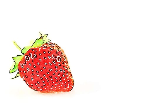 Creative illustration in vintage watercolor design - Strawberry isolated on white background