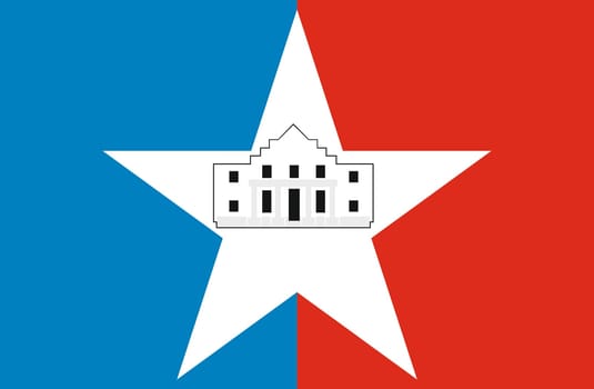 Flag of City of San Antonio. flag of U.S. city of San Antonio. Texas capital flag. Colored symbol of Texas capital San Antonio. Symbol of American town