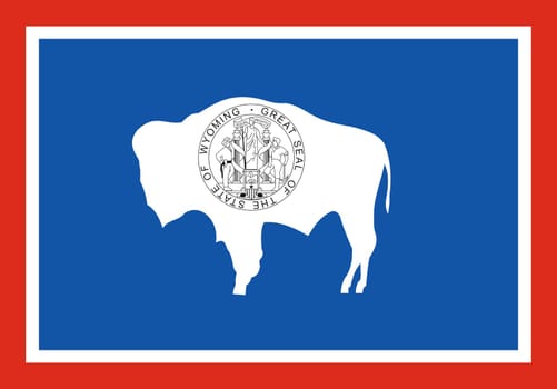 Flag of American state Wyoming flag. Wyoming state flag. Colored flag of Wyoming. Symbol of American state