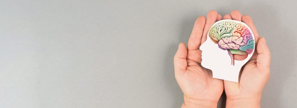 Holding a brain in the hands, Parkinson disease, Alzheimer awardness, mental disorder dementia, psychology problems, adhd, cerebral vein thrombosis