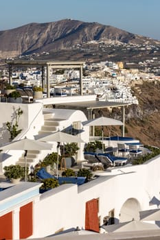 Whitewashed houses in Imerovigli on Santorini island, Cyclades, Greece