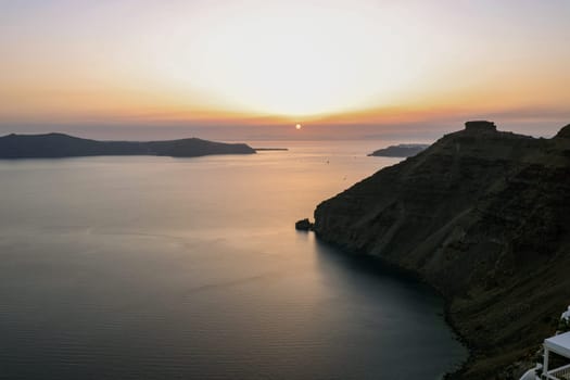 Sunset over Santorini as seen from Fira. Cyclades, Greece
