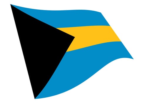 A Bahamas waving flag 3d illustration isolated on white with clipping path