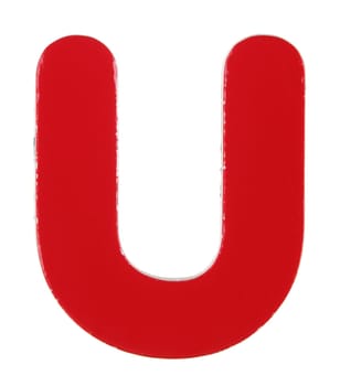 An upper case U magnetic letter on white with clipping path