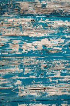 Vintage beach wood background - old blue color wooden plank