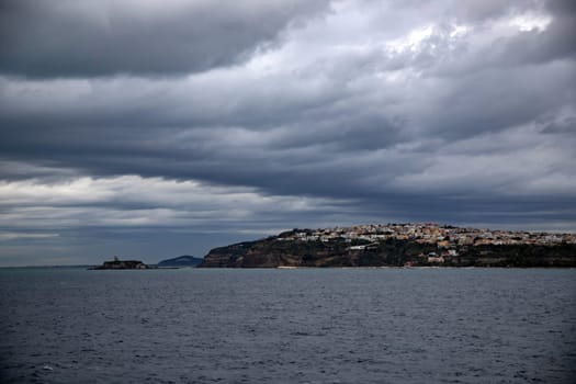 Procida Island in the storm.
