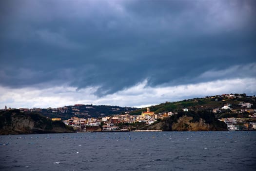 Bay of Pozzuoli viewed from the sea.