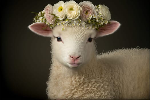 Baby lamb with flower crown