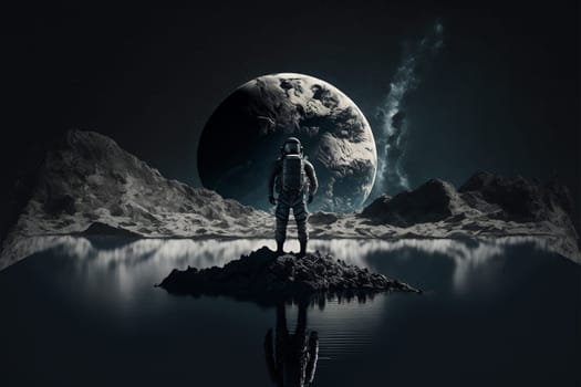 Astronaut in outer space. Space travel copncept