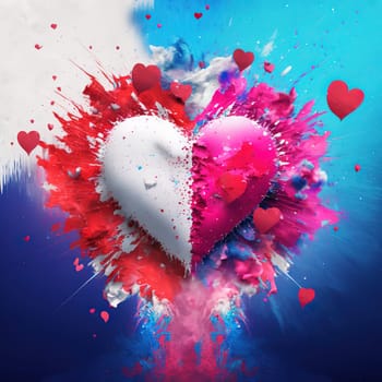 A vibrant and colorful depiction of a red love heart, surrounded by delicate roses, evoking the spirit of Valentine's Day. The image is generated with the use of an AI.