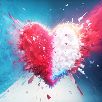 This vibrant and dynamic painting showcases the beauty of love on Valentine's Day with a bold, red love heart set against a colorful background. The array of colors creates a festive and romantic atmosphere, evoking feelings of love and joy. The image is generated with the use of an AI.