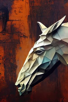 This stunning artwork depicts the head of a powerful horse, capturing its grace and beauty in stunning detail. The intricate lines and masterful use of color bring this equine masterpiece to life. The image is generated with the use of an AI.