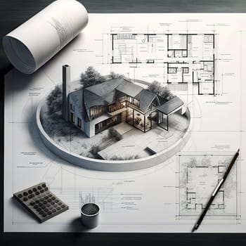 This mesmerizing image showcases the beauty of architectural design, capturing the intricate details and lines of building models and drawings in motion. The dynamic composition of this image is a testament to the power and creativity of architectural design, and highlights the intricate interplay between form and function. The image is generated with the use of an AI.
